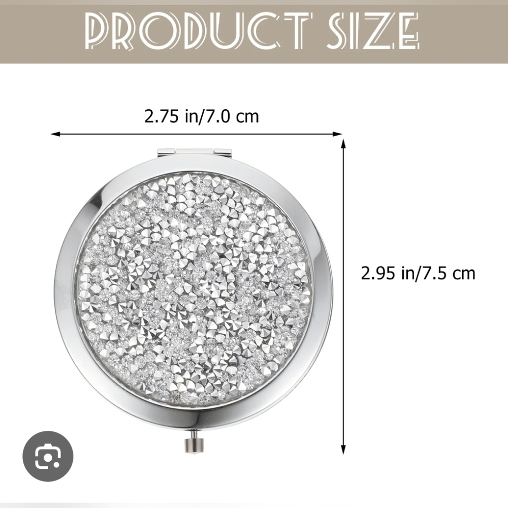 Silver Rhinestone Compact Mirror BNIB - Picture 4 of 14